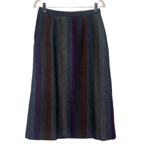 Vintage Sheridan Square Tweed Striped Wool Skirt